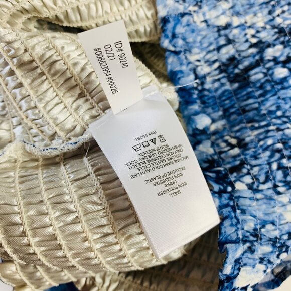 Express 2 Piece Set Off Shoulder Smocked Floral Dress Size M Blue White Crop Top - Picture 12 of 16